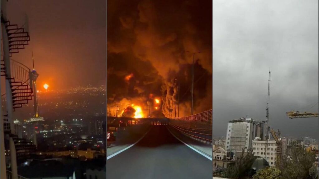 Ploaie cu petrol peste Teheran după bombardamentele din timpul nopții. Incendii masive și nori toxici deasupra capitalei Iranului
