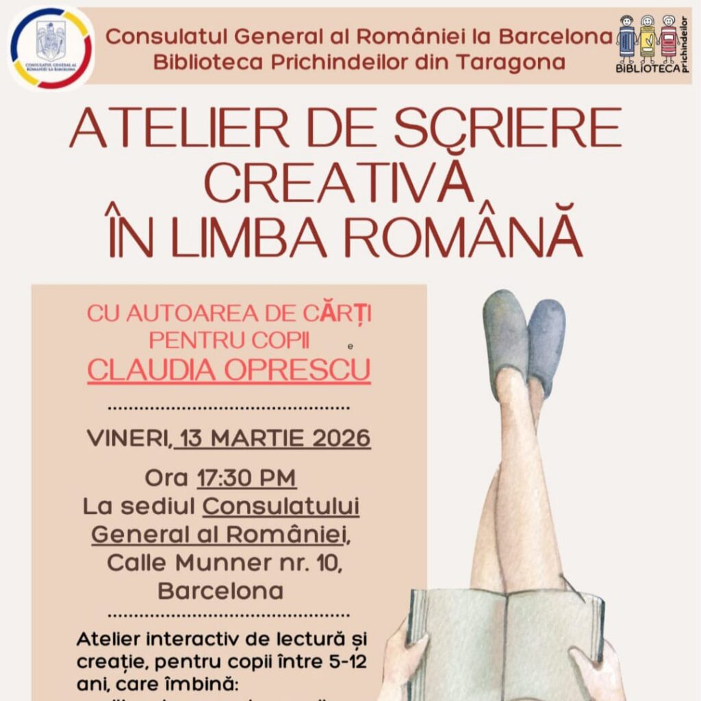Atelier de scriere creativă pentru copiii românilor din Barcelona. Eveniment special dedicat limbii române și Mărțișorului