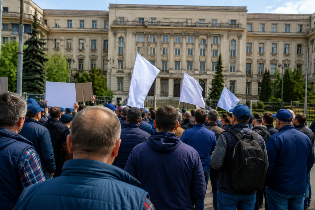 Angajații de la Apele Române ies în stradă. Sute de sindicaliști protestează la București și cer deblocarea angajărilor