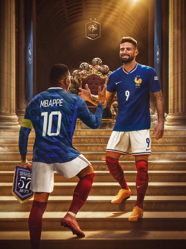 Mbappe l-a depășit pe Giroud în clasamentul golgheterilor Franței. Sursă: Facebook