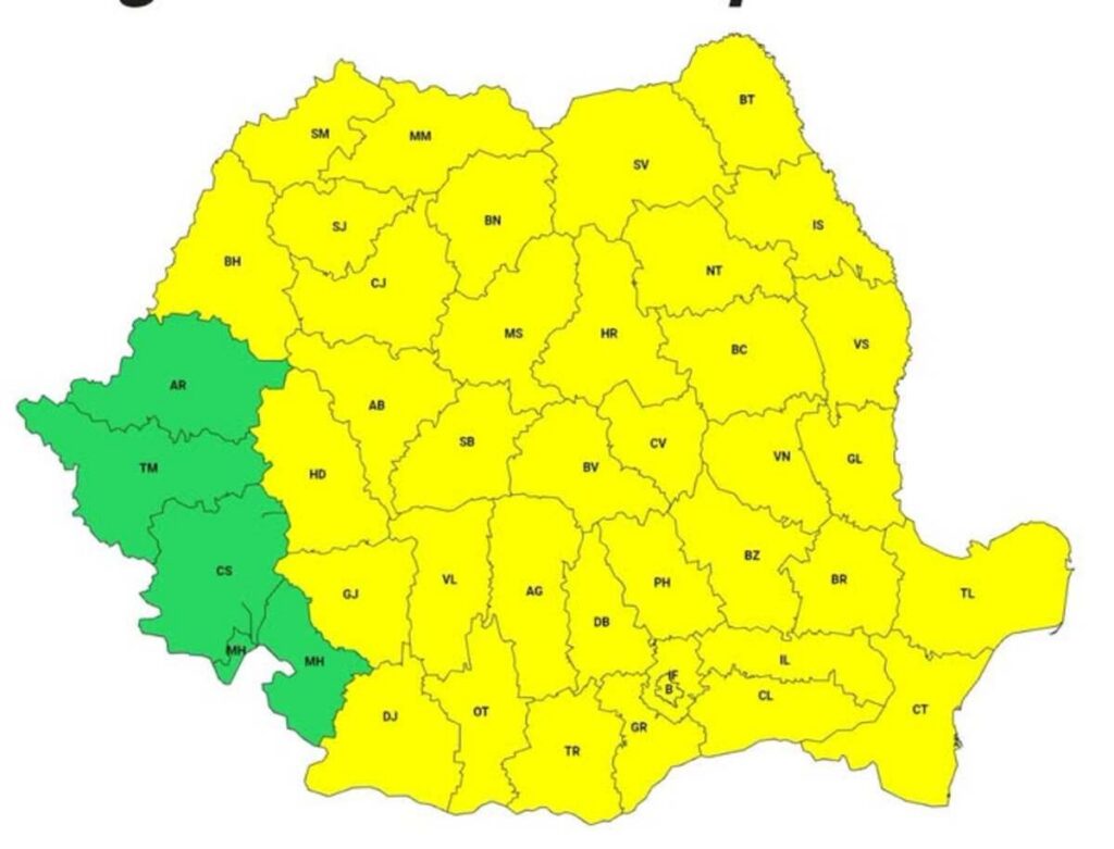 Furtunile se întorc în toată țara. Cod galben de vijelii puternice cu un vânt care poate atinge 80 km/oră. Ce județe sunt afectate