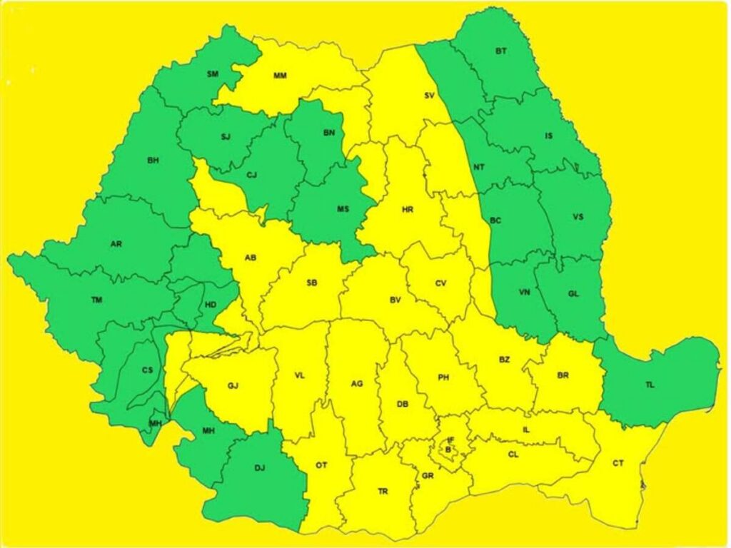 Vreme extremă la final de săptămână în România. Cod galben de caniculă și furtuni puternice