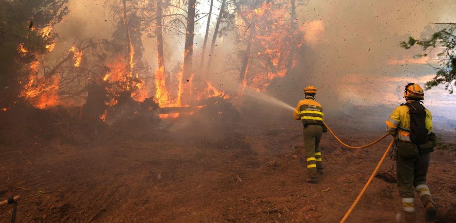 O mașină cuprinsă de flăcări a declanșat un incendiu de pădure masiv, lângă Madrid